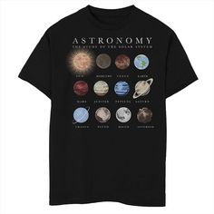 Lineup Graphic, Sun And Planets, Team T Shirts, The Cool, Boy's Clothing, Planets, Graphic Tee, Cool Style, Graphic Tees