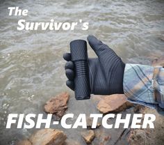 a person holding up a fish - catcher in front of the water with text overlay that reads, the survivor's