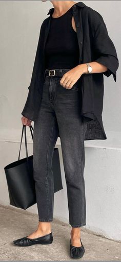 Recreate Outfits, Looks Jeans, Mode Tips, Looks Black, Casual Work Outfits, Black Linen, Looks Style