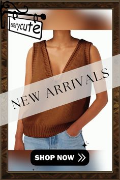 Caramel V Neck Knit Sleeveless Sweater Sleeveless Sweater, Winter Sweaters, Caramel, Cardigans, Sweaters For Women, Fall Winter, Womens Tops, V Neck, Knitting