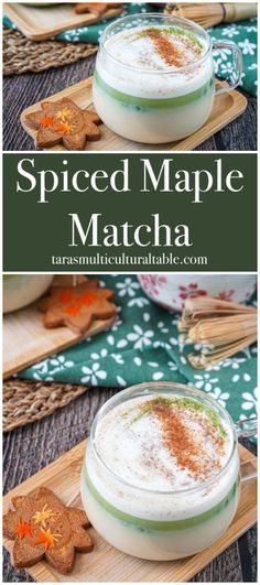 Spiced Maple Matcha in a clear mug on a wooden board next to a maple cookie. Fall Matcha Recipe, Hot Matcha Recipe, Fall Matcha Drinks, Matcha Drink Ideas, Best Matcha Recipe, Unique Lattes, Matcha Recipe Drinks, Hot Matcha Tea, Hot Matcha Latte