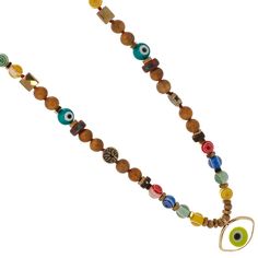 This Green Eye Beaded Necklace is a colorful and eye-catching piece of jewelry that combines a variety of beads and charms. The necklace features a mix of blue, yellow, red, and green glass evil eye beads, which are believed to have protective powers and bring good luck to the wearer. The necklace is also adorned with Gold hematite stone beads, which add a touch of shine and sophistication. The Gold hematite stone tree of life beads add a touch of natural beauty and symbolism, representing growt Multicolor Evil Eye Necklace With Round Beads, Multicolor Evil Eye Beaded Necklaces With Round Beads, Multicolor Evil Eye Beaded Necklaces, Spiritual Multicolor Wooden Bead Necklaces, Bohemian Evil Eye Round Beads, Bohemian Evil Eye Beads, Spiritual Multicolor Wooden Beads Necklace, Adjustable Multicolor Evil Eye Beads, Multicolor Evil Eye Necklace For Gift