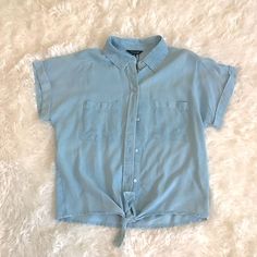 Brand New, Super Cute Button Down By Sim And Sam. Size M. Light Blue, Chambray Like Look, But 100% Rayon. Super Lightweight And Comfortable. Great Light Cover For Dress. Listed As Anthropologie But Actual Brand Is Sim And Sam. Cheap Chambray Button-up Tops, Cover For Dress, Light Cover, Anthropologie Top, Light Covers, Chambray, Button Downs, Anthropologie, Button Down Shirt