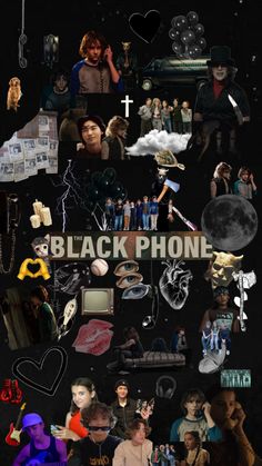 a collage of black phone images and pictures