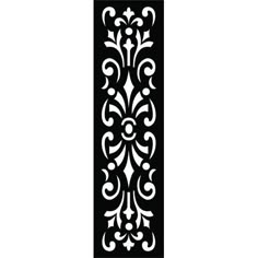 a black and white wall hanging with an ornate design on it's side,