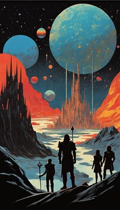 an image of some sci - fi artwork with planets in the background