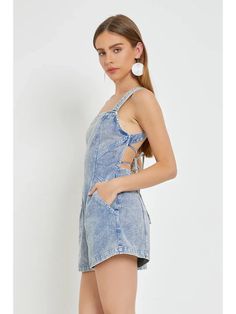 Specifications: Denim Romper Back Ties (Adjustable) Pockets Square Neckline 100% Cotton Maxi Romper, Long Sleeve Dress Formal, Short Denim Skirt, Mini Dress Formal, Skirt Jumpsuit, Denim Romper, Long Sleeve Short Dress, Washed Denim, Hat Hairstyles