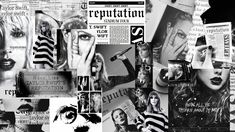 a collage of photos and words in black and white, with the caption's name on it