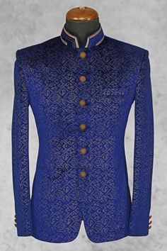 Royal #blue pleasing #velvet suit with bandhgala collar-ST508 Prince Coat For Men, Cloth For Men, Prince Coat, Mens Fashion Wedding, Velvet Cloth