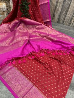 Festive soft cotton silk saree with Banarsi weaving. Gold zari butas with a contrast palla. -Matching blouse fabric included. -Fall attached  Note: The color of the products may slightly vary according to the lighting conditions and the color calibration of the viewing LED devices. If you would like more clarity before your purchase, please drop us a message . Red Art Silk Pre-draped Saree With Self Design, Red Tussar Silk Pre-draped Saree For Festivals, Cotton Silk Saree For Puja And Festivals, Red Chanderi Pre-draped Saree With Zari Weaving, Cotton Silk Saree With Pallu For Festivals, Traditional Red Slub Silk Pre-draped Saree, Festival Cotton Silk Pre-draped Saree With Pallu, Cotton Silk Lehenga For Festivals, Red Cotton Silk Pre-draped Saree For Puja