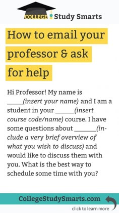 a poster with the words how to email your professor & ask for help