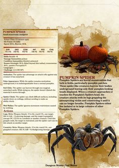 an image of a spider with pumpkins on it's back and in the background