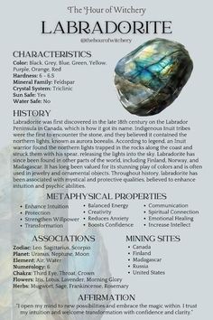 Satanic Witch, Labradorite Properties