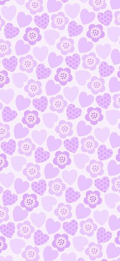 pink hearts and flowers are on a light purple background with white dots in the middle