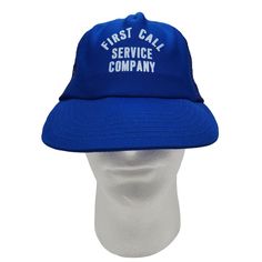 VINTAGE FIRST CALL SERVICE CO ADJUSTABLE BLUE HAT MADE IN USA Condition: Pre-Owned Blue Hat, Hat Making, Trucker Cap, Made In, Caps Hats, Made In Usa, Accessories Hats, Baseball, Hats