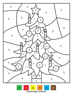 Malen nach Zahlen – Weihnachtsbaum Christmas Crafts At School, December After School Activities, Christmas Coloring By Number, Coloring Christmas Tree, Winter Activity Sheets, Coloring By Numbers For Kids, Christmas Tree Activities For Kids, Color By Number Christmas, Winter Activities For Kindergarten