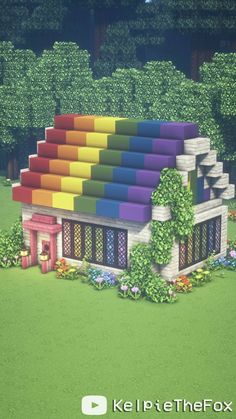 a house made out of different colored blocks