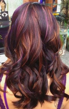 Auburn Ombre Highlights | Purple, pink, caramel, auburn...whatever color you want, why not add ...