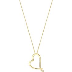 Olas d'Oro 18 Necklace - 14K Yellow Gold Tilted Open Heart Adjustable Necklace Yellow Gold Heart Necklace With Diamond And Delicate Chain, Modern Necklace With Diamond Accents For Gift, Modern Necklace With Diamond Accents As A Gift, Luxury Heart-shaped Necklace With Delicate Chain, Formal Heart Pendant Necklace In Fine Jewelry Style, Formal Fine Jewelry Heart Pendant Necklace, Yellow Gold Delicate Chain Jewelry With Heart Cut, Yellow Gold Heart Cut Jewelry With Delicate Chain, Elegant Heart Cut Necklaces With Heart Charm