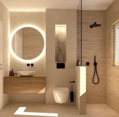 a bathroom with a toilet, sink, and shower in the middle of it's walls