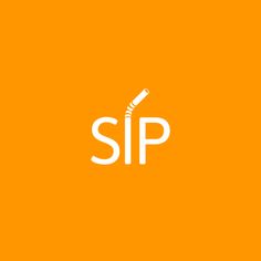 the word sip is written in white on an orange background with a black and white outline