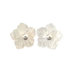 White Flower Shaped Clip-on Earrings For Formal Events, White Flower-shaped Clip-on Earrings For Formal Occasions, White Flower-shaped Clip-on Earrings For Formal Events, White Flower Clip-on Earrings For Formal Events, White Mother Of Pearl Flower-shaped Earrings, White Mother Of Pearl Flower Earrings, White Sterling Silver Clip-on Earrings For Gift, Sterling Silver White Clip-on Earrings As Gift, Formal White Sterling Silver Flower Earrings