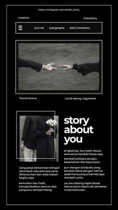 an image of two hands reaching out to each other with the words story about you