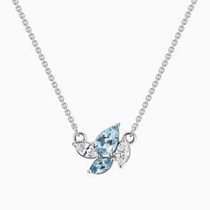 Ecksand's Aquamarine and Diamond Pendant Necklace in 18k White Gold Aquamarine Necklace, Aqua Marine, Recycled Gold, Diamond Pendant Necklace, Diamond Cut, Timeless Classic, Diamond Pendant, Chain Length, Shades Of Blue