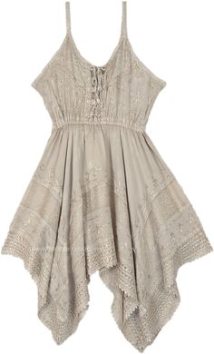 This intricately embroidered sleeveless dress evokes vintage boho glamour. Made from panels of textured rayon with delicate lace trims, the corset-style top features adjustable straps and lacing to customize the fit. #tlb #Embroidered #bohemianfashion #fairylongdress #purpledress #renaissancedress Short Vintage Dress, Fairy Long Dress, Dresses Fairy, Vintage Short Dress, Hippie Fits, Beige Embroidery, Cream Fashion, Collage Elements, Corset Style Tops