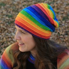 Beanie Knitting Patterns Free, Beanie Knitting, Rainbow Hats, Basic Pattern, Stash Buster, Cozy Accessories, Stocking Pattern, Crochet Bebe, Mini Skein