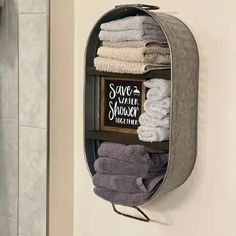 a towel rack is hanging on the wall