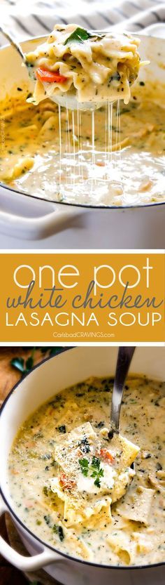 one pot white cheesy lasagna soup