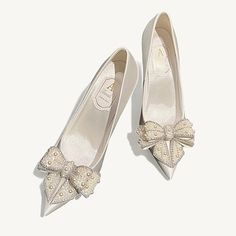 Category:Wedding Shoes,Heels; Upper Materials:Faux Leather; Embellishment:Bowknot; Heel Type:Stiletto; Gender:Women's; Toe Shape:Pointed Toe; Type:Wedding Heels; Style:Elegant; Heel Height(inch):3-4; Outsole Materials:Rubber; Occasion:Wedding,Party; Closure Type:Loafer; Listing Date:01/31/2024; 2024 Trends:Dress Shoes,Glitter Crystal Sequined Jeweled Jeweled Dress, Platform Shoes Boots, Heels Wedding Shoes, Shoes Glitter, Designer Wedding Shoes, White Wedding Shoes, Bridal Wedding Shoes, Heels Wedding, Heels Online