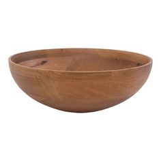 a wooden bowl is shown on a white background