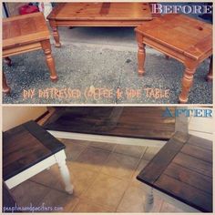 before and after photos of a coffee table