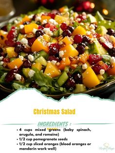 a christmas salad with cranberries, apples, oranges and feta cheese