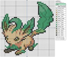 a cross stitch pattern with an image of a baby yoshi from the legend of zelda