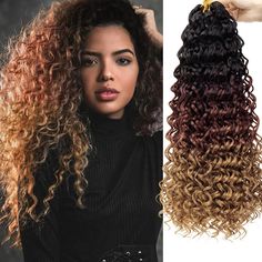 PRICES MAY VARY. Material: high quality fiber , gogo curl Crochet hair Braids Synthetic Hair Attribute: 10inch/14inch/18inch/24inch(Color:#1B,#1B/27,1B/30#, 1B/BUG#,350#,1B/30/27#,#1B/4/30#,#27/613)45/55/75g/pack ,There are 5 packs, 430 g/lot. usually 5pack can be full a head .18 inches, 28+28Roots/pack Advantage: no smell, tangle free, natural and bright glow,smooth and soft waves,more stable, easy to install,please take care of your hair as carefully as you do your hair, which can prolong your Cornrows Hair, Soft Dreads, Water Wave Crochet, Best Human Hair Wigs, Beach Curls, Braiding Hair Extensions, Bohemian Braids, Real Hair Wigs