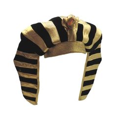 a black and gold striped hat with a rose on it's side, against a white background