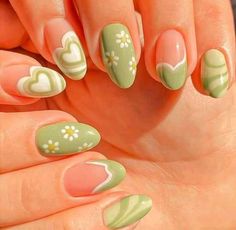 Nails Yellow, Spring Acrylic Nails, Hippie Nails, Really Cute Nails, Nails Polish