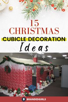 an office cubicle decorated with christmas decorations and presents