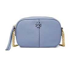 Find ideas๏ฟฝand inspiration for Tory Burch McGraw Pebbled Leather Camera Bag Crossbody ~NWT~ Bluewood, Womens Bags Tory Burch Perry Bombe Mini Bag, Tory Burch Kira, Leather Camera Bag, Bold Logo, Black Leather Purse, Chain Crossbody Bag, Flap Bag, Blue Bags, Blue Leather