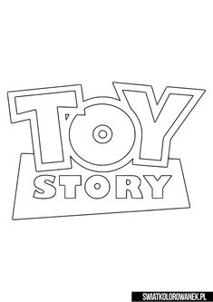 the toy story logo is shown in black and white