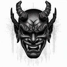 This Japanese black Hannya mask tattoo in Dotwork style is an exquisite fusion of artistic mastery and profound symbolism, destined to make an impactful statement. The Hannya mask, a staple of Japanese folklore and Noh theatre, embodies the complex duality of human emotions – beauty and demonic fury, passion and rage. Cheshire Cat Tattoo, Hannya Mask Tattoo, Noh Theatre, Evil Tattoo, Hannya Mask, Cat Dark