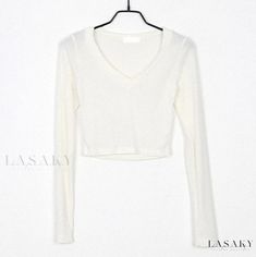 Lasaky - Sexy and Form-Flattering Long-Sleeve Shirt with Low-Cut Neckline and Tight Fit Sleeve Stencil, Low Cut Top, Low Neckline, Slim Fit Top, Fitted Blouses, Designer Shorts, Sleeveless Vest, Denim Outfit, Outfit Set