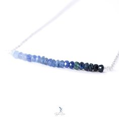 blue sapphire natural stone beaded necklace Blue Sterling Silver Beaded Necklace With Single Strand, Blue Minimalist Jewelry With Faceted Beads, Blue Sterling Silver Beaded Necklace With Faceted Beads, Blue Sterling Silver Faceted Necklace, Blue Faceted Sterling Silver Necklace, Blue Briolette Necklace With Faceted Beads, Blue Faceted Everyday Necklace, Everyday Blue Faceted Necklace, Beautiful Gradient