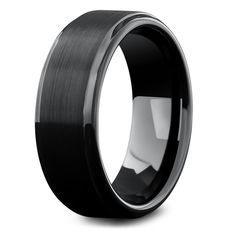 black ceramic wedding band with satin finish