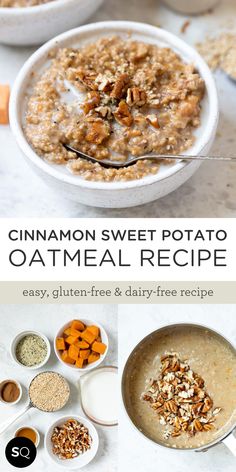 cinnamon sweet potato oatmeal recipe with text overlay