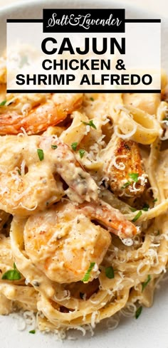 closeup of fettuccine alfredo in a bowl with text overlay that reads cajun chicken and shrimp alfredo Chicken And Shrimp Alfredo Recipe, Cajun Chicken And Shrimp Alfredo, Cajun Chicken And Shrimp, Easy Cajun Chicken, Cajun Seafood Pasta, Cajun Cooking Recipes, Chicken And Shrimp Alfredo, Cajun Pasta Recipes, Shrimp Alfredo Recipe