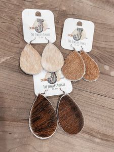 Genuine Cowhide Teardrop Earrings {Small} – The Dirt Road Fashionista Dirt Road, Southern Style, Teardrop Earrings, Cowhide Leather, Road, High Quality, Leather